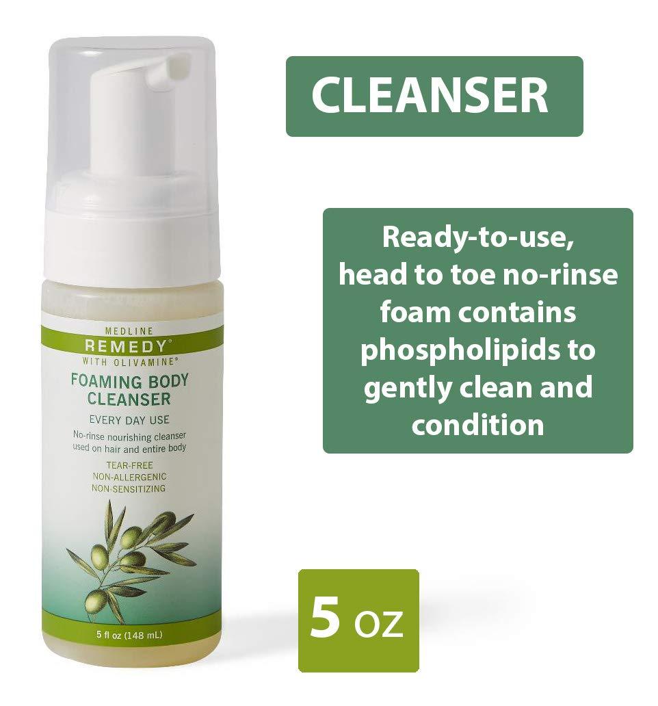 Medline Medline Remedy Olivamine Foaming Body Cleanser, No Rinse, Scented, 5-oz Pump Bottle