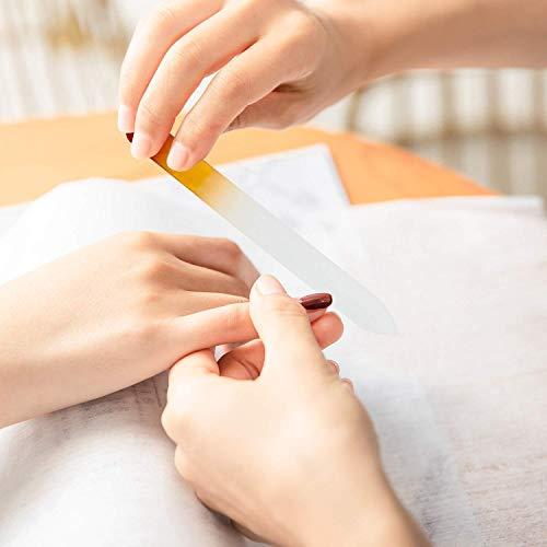 LPOne 6 Pcs Glass Nail File with Clear Protective Case,Crystal Fingernail Files,Professional Rainbow Colors Manicure,Double Sided Finger Nails Care for Women Girls(14 x 1 x 0.3 cm)