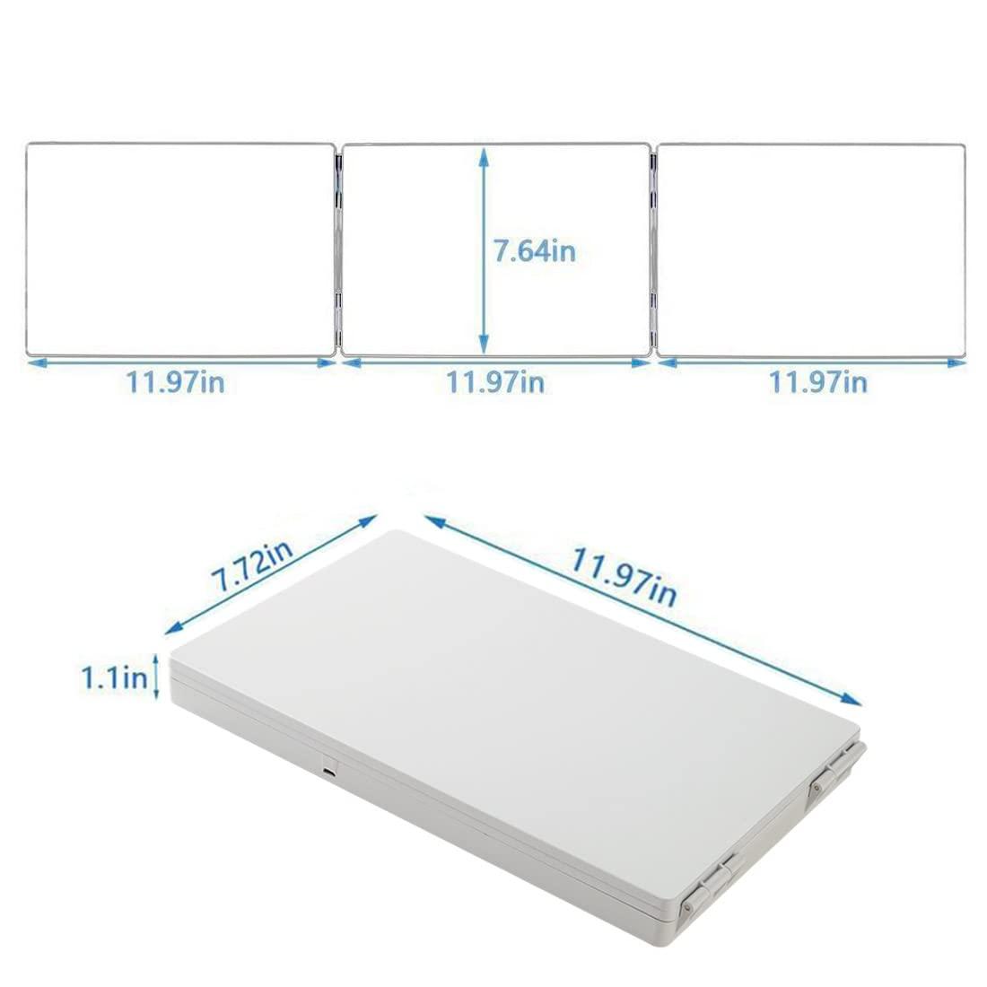 HIEEY HIEEY 3 Way Mirror for Hair Cutting with LED ,360 Trifold Mirror with Height Adjustable Telescoping Hooks,and 5X Magnification Mirror,for Makeup, Hair Styling (White)