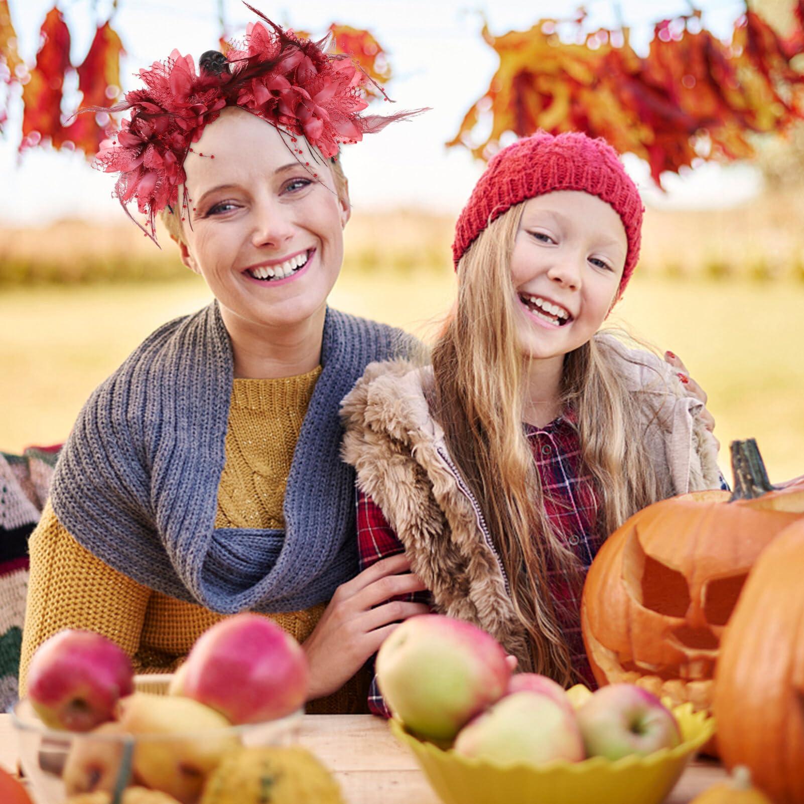 FOMIYES FOMIYES Halloween Flower Headband, Red Flower Headpiece, Artificial Flower Skull Head Buckle Hair Accessory, Day of the Dead Crown Headband, Cosplay Masquerade Party Custume