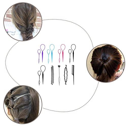YANCAIYUNL 14 Pcs Topsy Tail Hair Tools Simple Fast Hair Braiding Tools French Hair Styling Tools for Women and Girls Fixing and Decorating Hairstyles