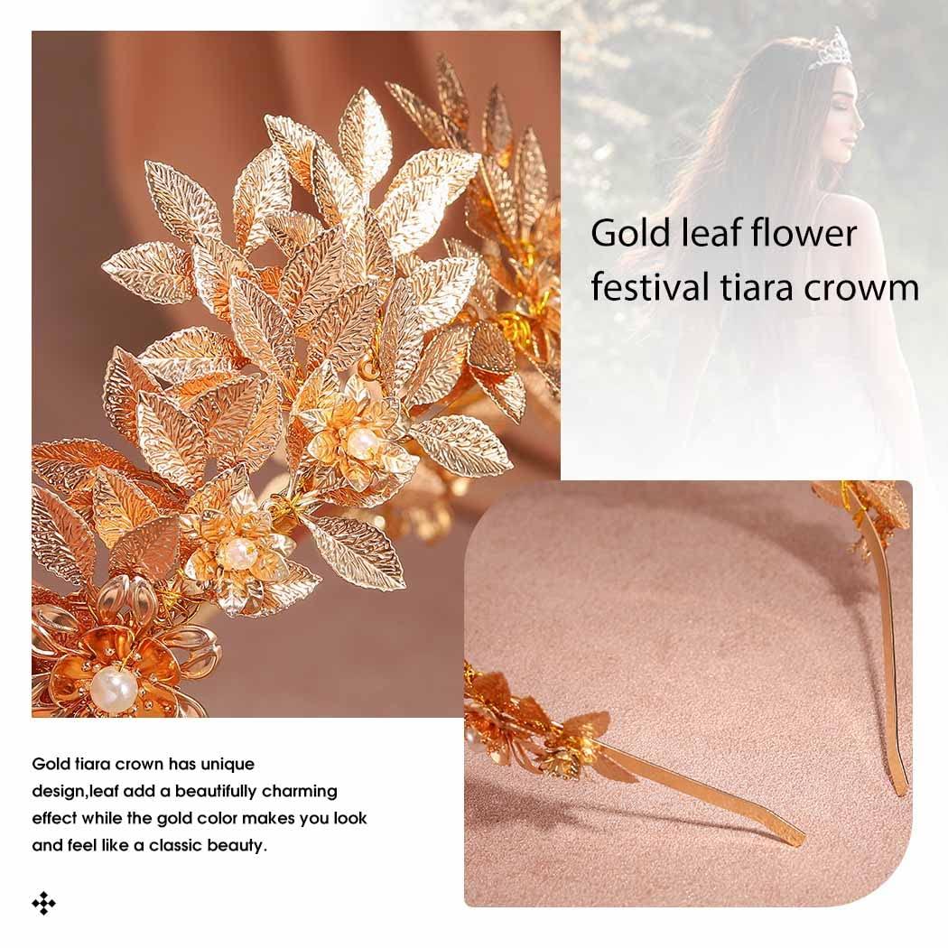 Brishow Brishow Gold Leaf Headband Geek Goddess Headpiece Roman Laurel Wedding Headdress Olive Branch Hair Accessories for Women and Girls