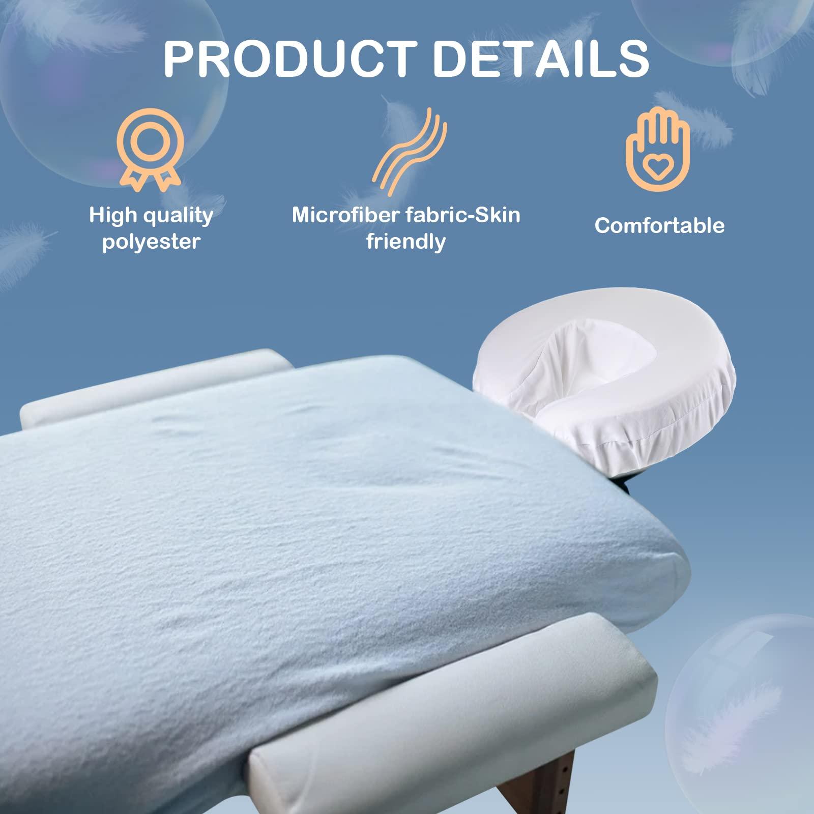Macarrie 24 Pcs Face Cradle Covers for Massage Table Microfiber Reusable Soft Thicker Massage Table Head Rest Covers Bulk Oil Proof Headrest Cradle Sheets for Spa Beauty Salons (White)