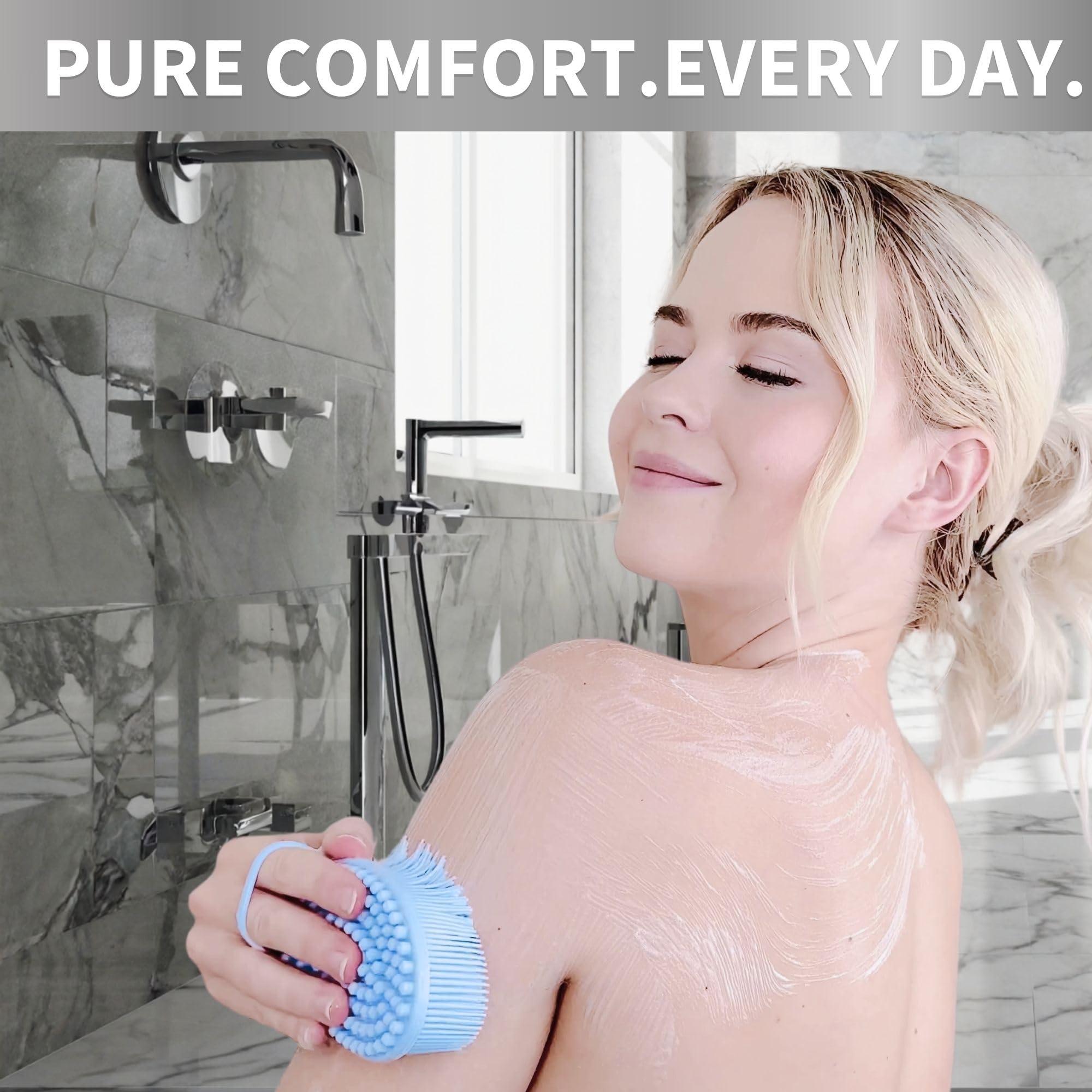 Avilana Avilana Silicone Exfoliating Body Scrubber Dual-Sided Silicone Loofah for Shower, Body Scrubber for Men & Women, Gentle Loofa Alternative, Easy-to-Clean Silicone Body Scrubber (Marbled with Silver)