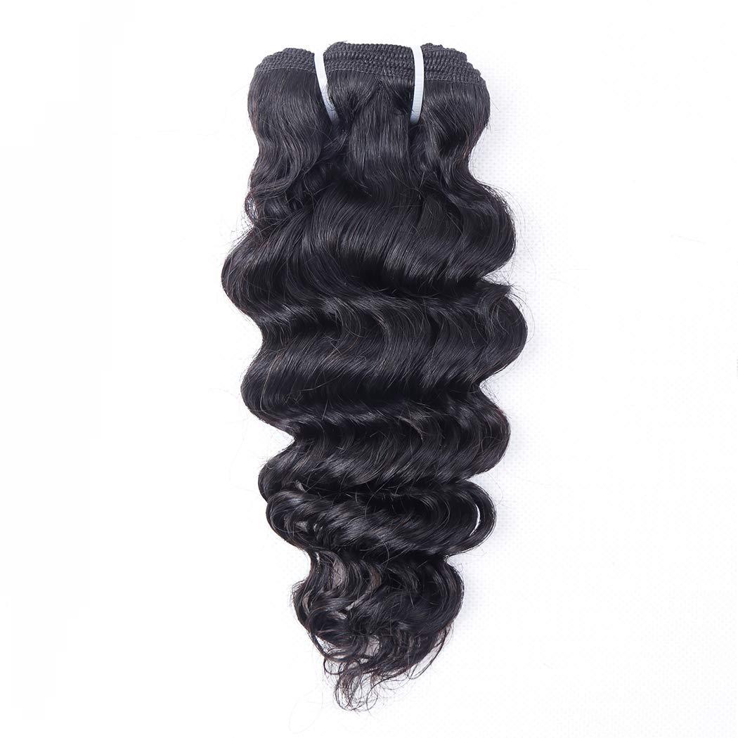 FQ Deep Wave Bundles with Closure Brazilian Deep Curly Human Hair 3 Bundles with Closure(10 10 10+10) Middle Part 4x4 inch Lace Closure Wet and Wavy Bundles with 4x4 Closure 50g/bundle