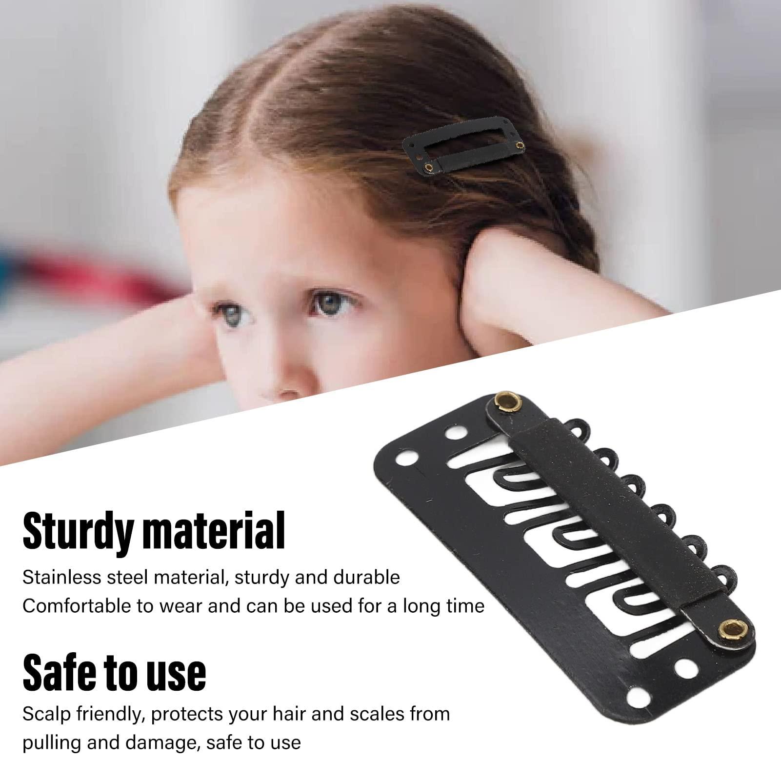 NSXAYIWE Hair Extension Clips, 100Pcs 6 Teeth U Shape Wig Clips, Stainless Steel Extension Hair Clips, Wig Clips Compatiable for Wigs, Hair Braiding