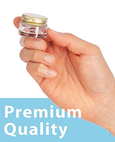 JUVITUS 0.25 oz Clear Glass Thick Wall Balm Jars with Gold Metal Screw Top Lid (6 pack)