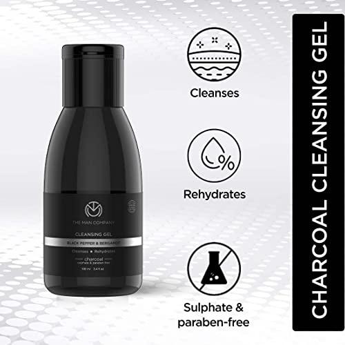The Man Company The Man Company Charcoal Cleanser for Oily Skin, Gel Based Cleanser (Black Pepper & Bergamot), Blackhead Cleanser, Oily Skin Facial Cleanser, 3.3 oz