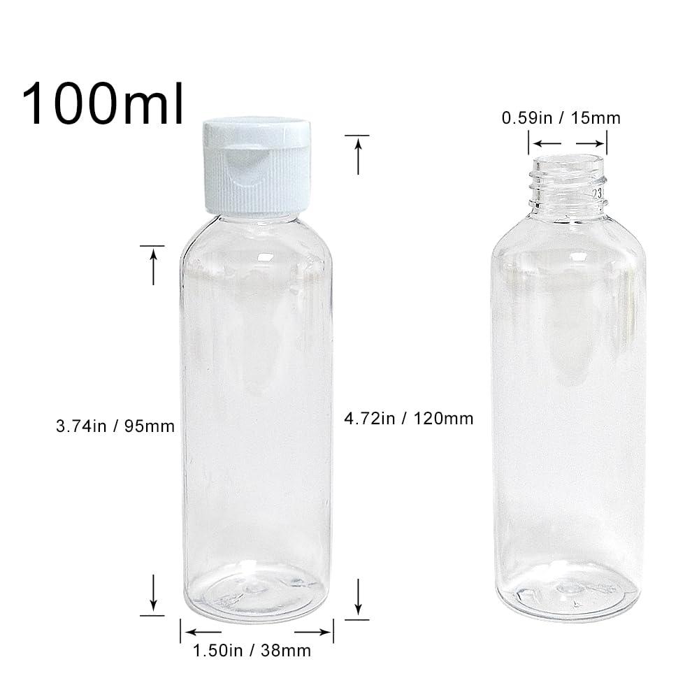 Jarvials Jarvials 3.38 oz PET Plastic Lotion Bottle Small Squeeze Bottle Leak Proof Sample Container with White Flip Cap Travel Fill Vial-Pack of 100
