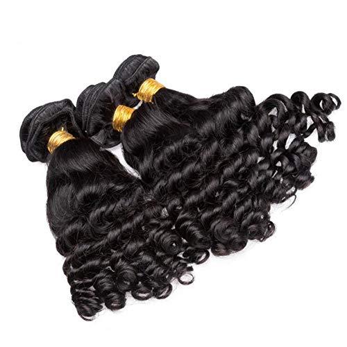 Generic Cloud Hair 9A Aunty Funmi Hair Spiral Curls Weave With Closure 4Pcs Lot Brazilian Human Hair Bouncy Curly Hair Weft With Closure (14 16 18+12 inch closure)