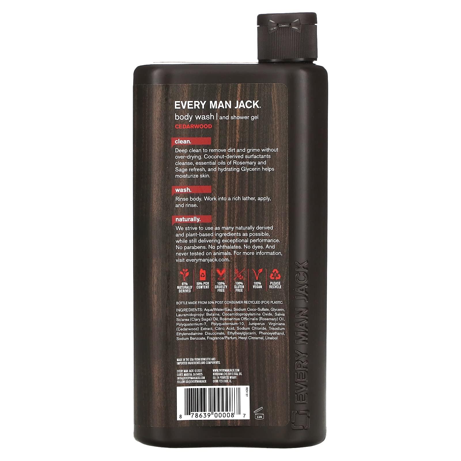 Every Man Jack Every Man Jack Body Wash and Shower Gel Cedarwood, 16.9 Ounce