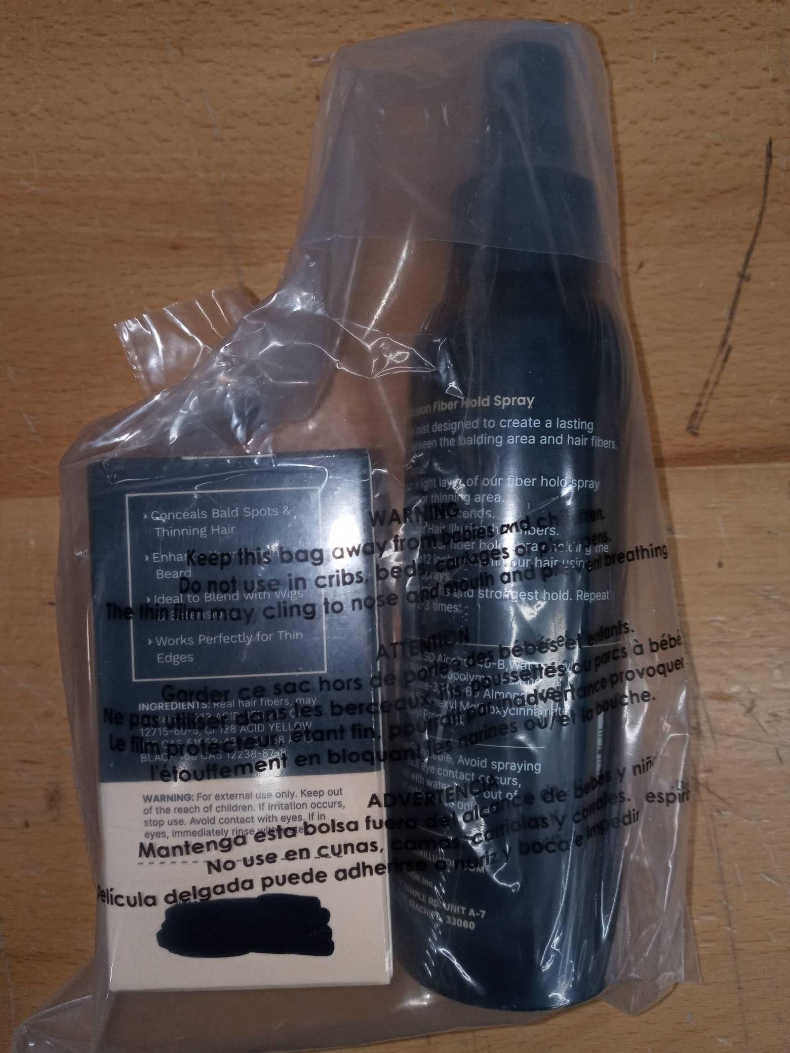 hair illusion Hair Illusion Black Real Fibers and Holding Spray for Women & Men - Natural Texture, Non-Synthetic Cover Up for Thinning Hair and Bald Spots - 18 Gram