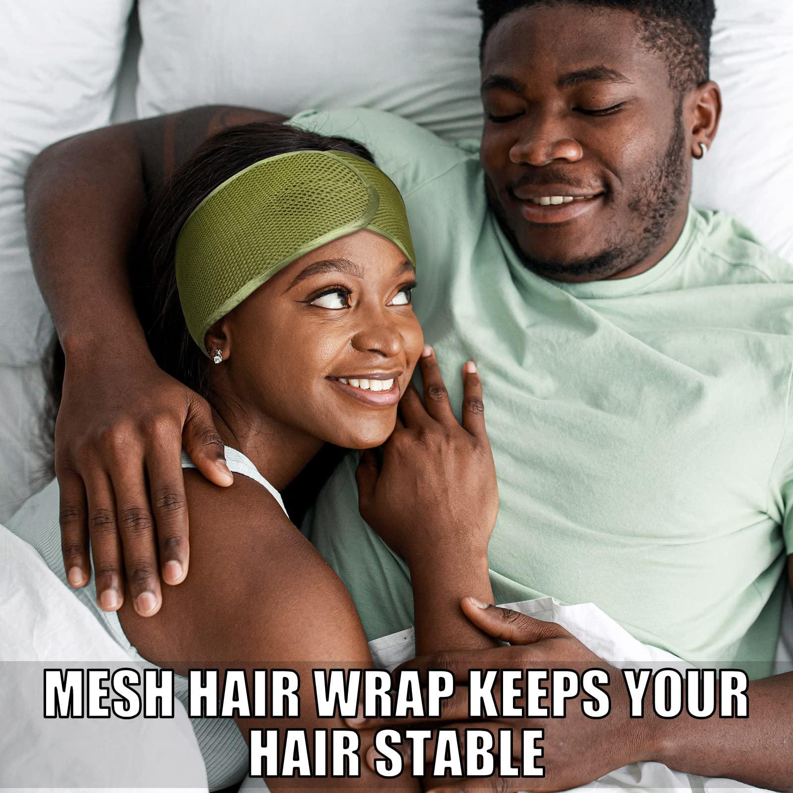 Haysandy Haysandy Hairband, 4 Pieces Mesh Hair Wrap for Black Women - Face Wash Makeup Hair Accessories Headbands (Black, Wine Red, Khaki, Light Green)