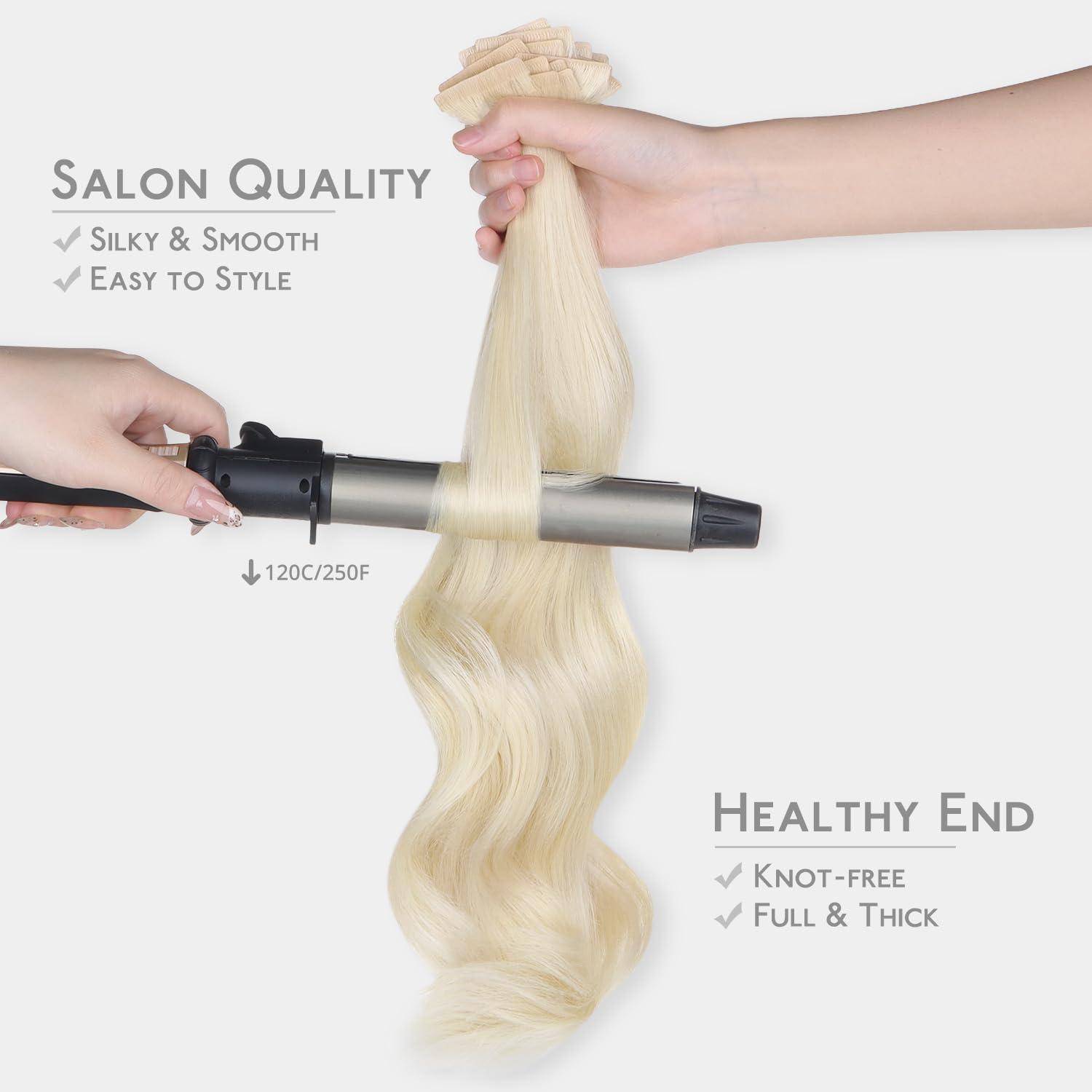 Wennalife WENNALIFE Invisi Edge Tape in Hair Extensions Human Hair, 22 Inch 50g 20pcs Platinum Blonde Invisible Luxury Remy Hair Extensions Natural Seamless Injected Tape Ins Straight Extensiones De Cabello