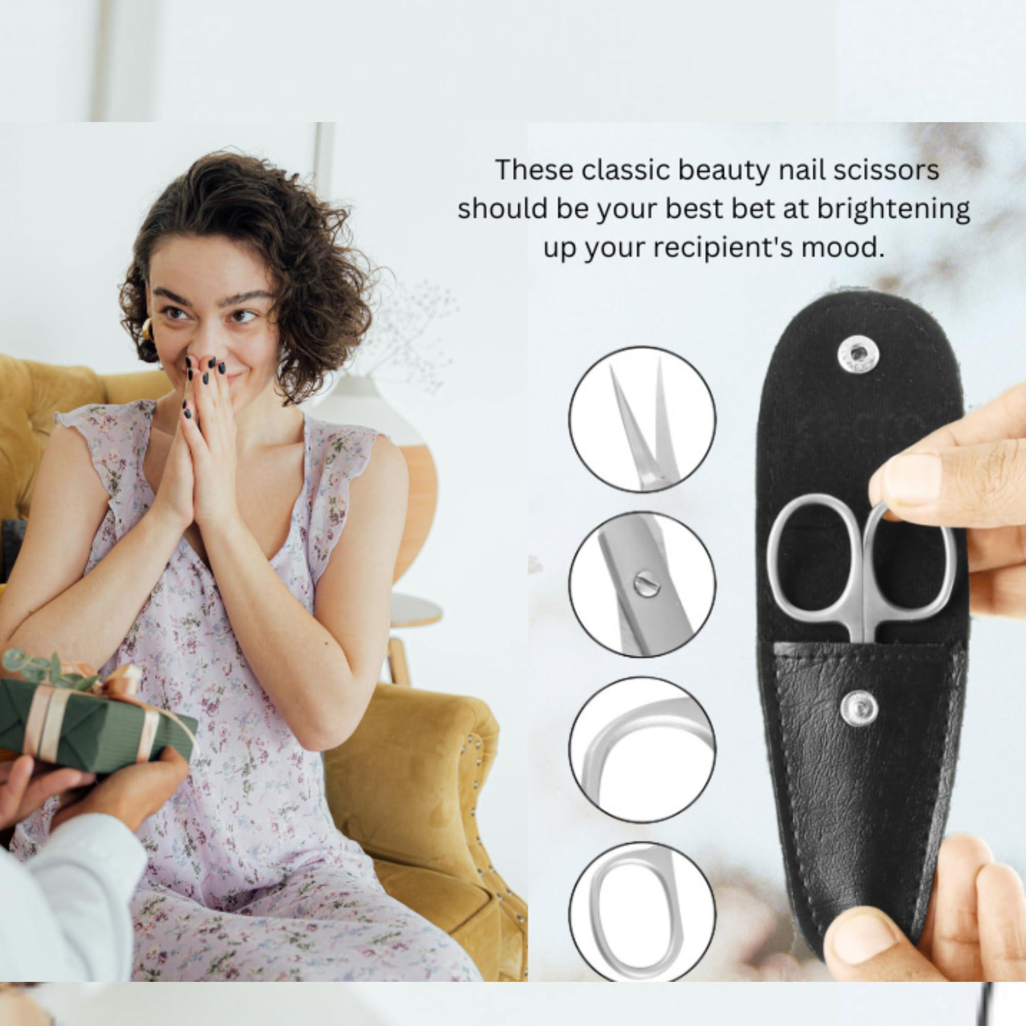 Tecto Tecto Professional Nail Scissors, Stainless Steel Manicure Scissors,Cuticle Scissors, Multi-Purpose, Eyelashes, Eyebrow, Toenail for Women and Men (Extra Fine Tip Nail Scissor)