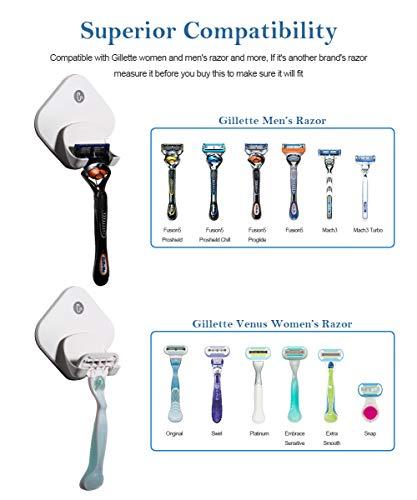 Triwol 2 Pack Razor Holder for Shower Wall, Shower Hook for Razor, Self Adhesive Razor Holder Hanger Stronger than Suction Cup Razor Holder, Rigid Plastic Shower Razor Holder for Men and Women