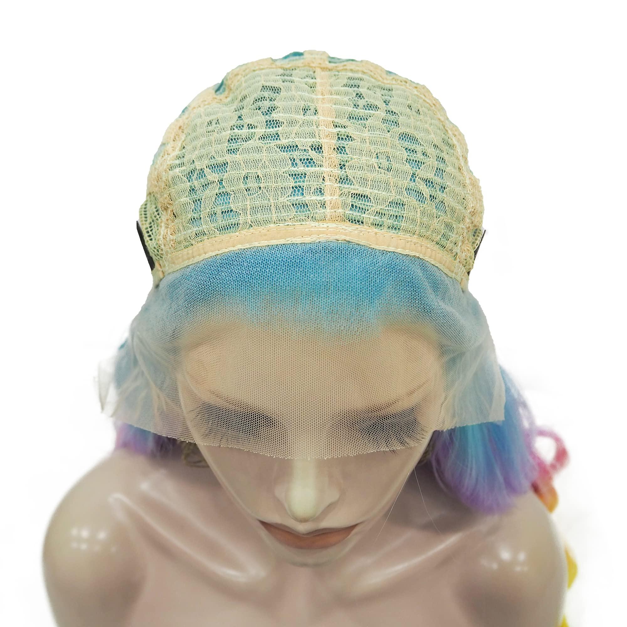 IMSTYLE IMSTYLE Multi-Color Lace Front Wigs Rainbow Natural Wave Synthetic Wig for Cosplay Party Wig 26 inches