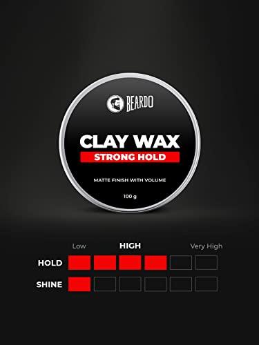 BEARDO BEARDO Hair CLAY Wax for Men, 100 gm | Matte Finish with volume| Strong Hold Re-stylable Hair styles | With Kaolin Clay | Used by salon professionals 3.4Fl Oz