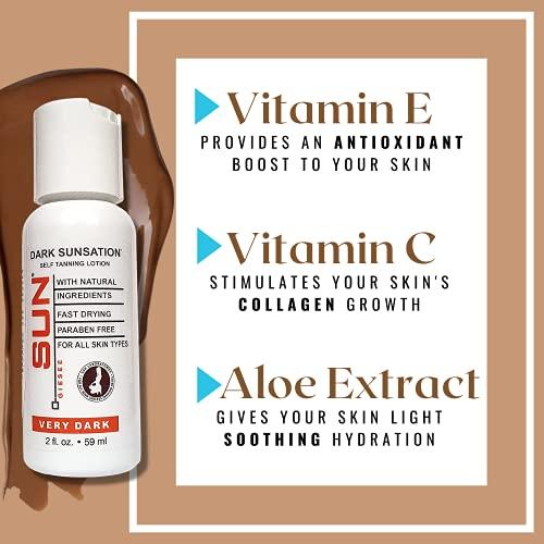 Sun Laboratories by Giesee Sun Laboratories By Giesee Dark Sunsation Sunless Tanning Lotion 2 oz - Travel Size Sunless Tanning Lotion, Self Tanner, Instant Self Tanning Lotion, Long Lasting Self Tanner for Face and Body