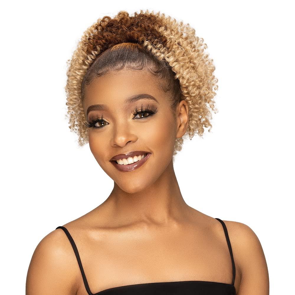 Janet Collection Janet Collection Remy Illusion Ponytail Extension 10.5-inch Coily Pony Tails Hair Extensions Premium Synthetic Hair Ponytail Extension Drawstring Kinky Curly Ponytail 82g (CARMINE)