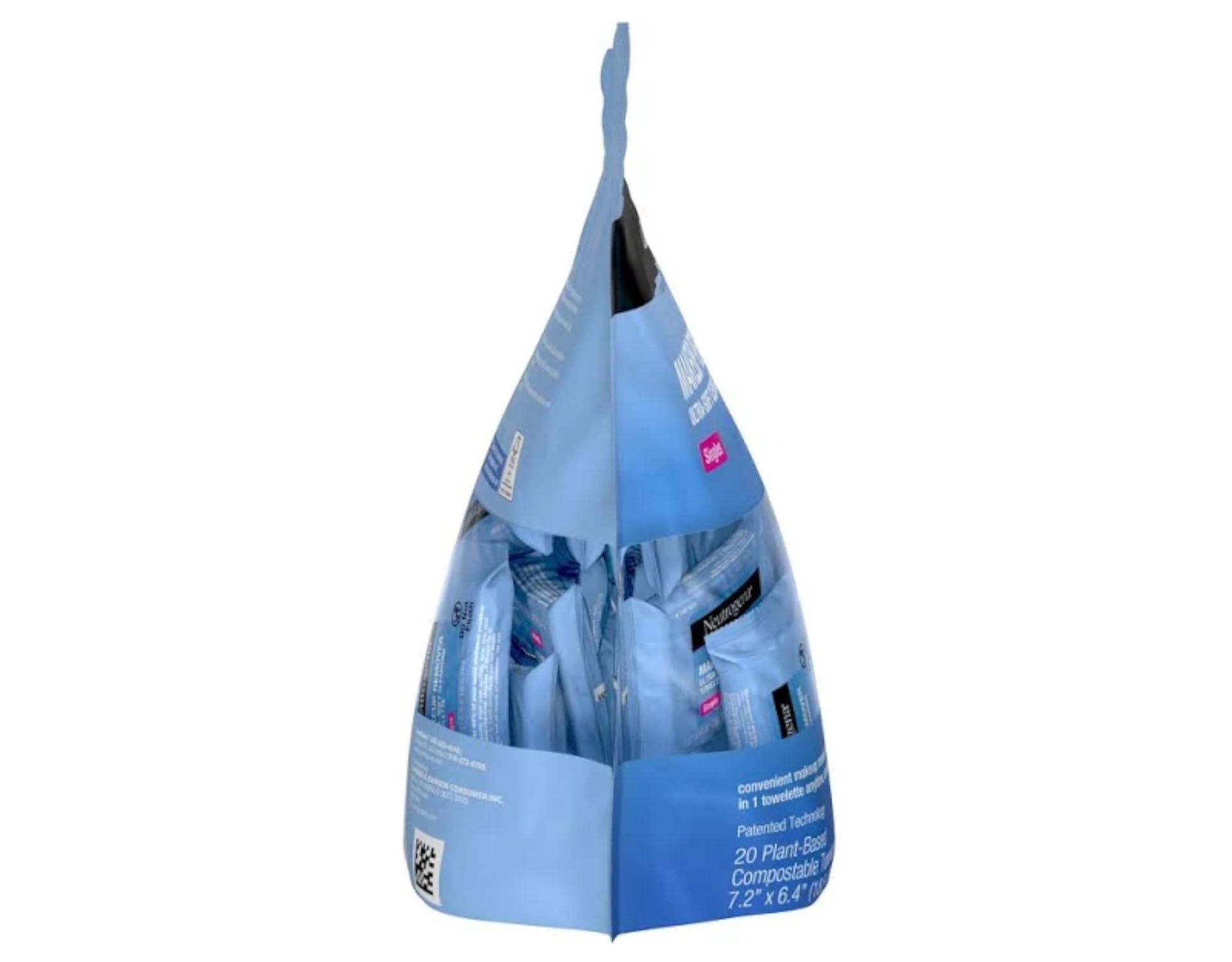 Johnson & Johnson Johnson & Johnson Neutrogena Ultra-Soft Makeup Remover Cleansing Towelettes Singles: Plant-Based, 7.2x6.4 inches - 20 Count (Pack of 2)