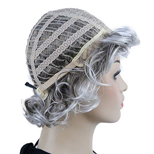 Lydell Lydell 10" Women's Short Soft Super Curly Wig Layered Natural Movement Synthetic Wigs (48T Light Gray with Dark Root)