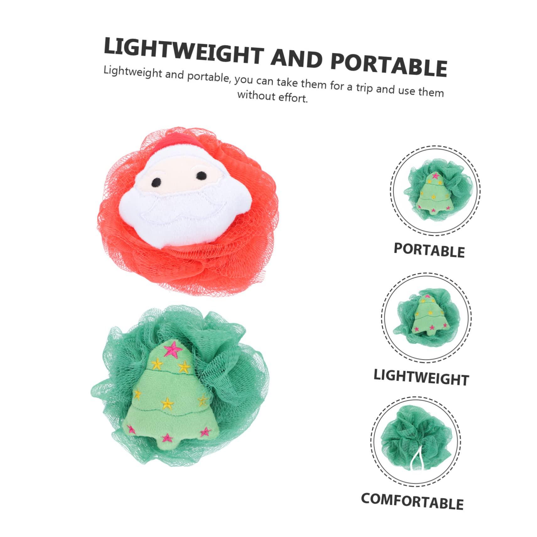 BELLIFFY BELLIFFY 2Pcs Christmas Bath Balls Bath Christmas Loofah Creative Santa Tree Gentle Bathing for Adults Skin Safe
