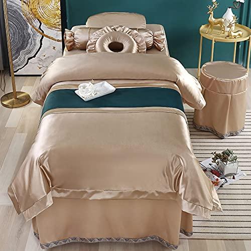 KKLT KKLT 4-piece Microfiber Massage Table Sheet Set,Spa Salon Bed Cover Solid Color Beauty Bedspreads for Body Physiotherapy Massage-Golden 190x75cm(75x30inch)