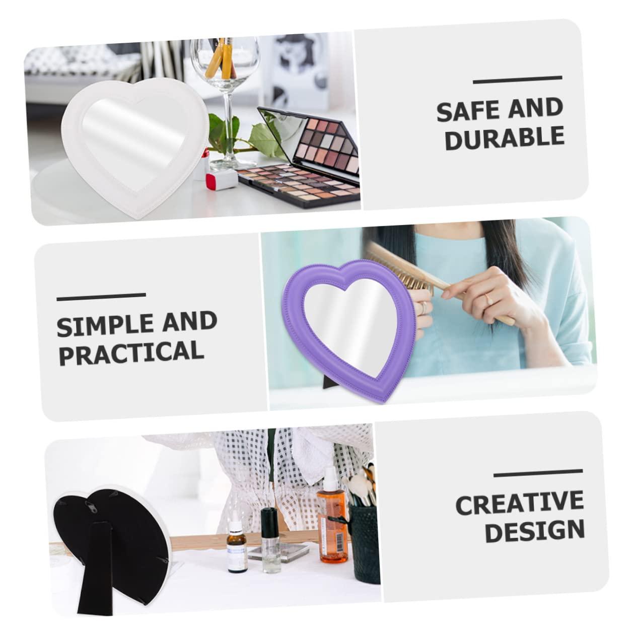 minkissy minkissy Desk Standing Makeup Mirror Set 2pcs Heart Shaped Vanity Mirrors for Women Mirror Surface