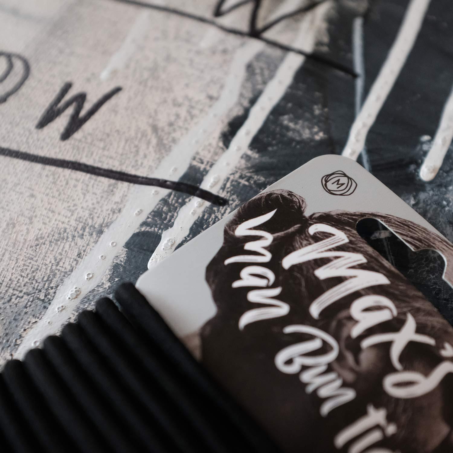 Max's Man Bun Ties No Tangle, No Damage Soft Hair Elastics, Supports 7-8 Pounds of Hair, Metal Free - 12 Pack 4mm Strong Man Bun hair Ties Black Bands