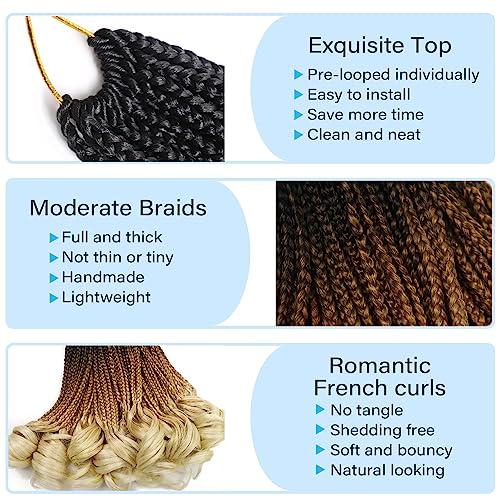 kaluli Crochet Hair for Women French Curl Braiding Hair 14 Inch Goddess Box Braids Crochet Hair Crochet Braids with Curly Ends Pre Looped Curly Crochet Hair Spiral Curls Hair Extensions(7 Packs,1B/27/613)
