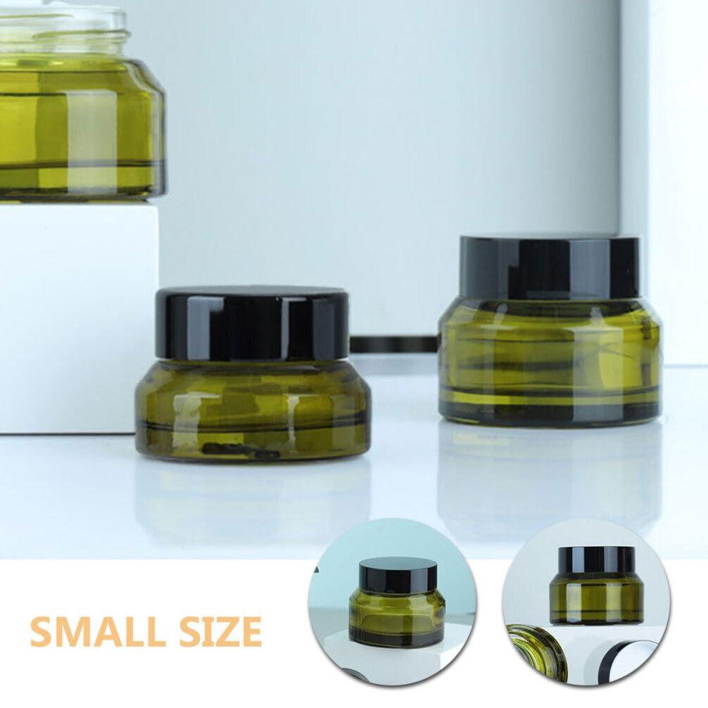 Baluue Baluue Glass Cosmetic Cream Jars, 3pcs Empty Refillable Green Cosmetic Containers Sample Pot with Lids for Lotion, Lip Balm, Eye Cream 50g Portable Makeup Travel Bottles
