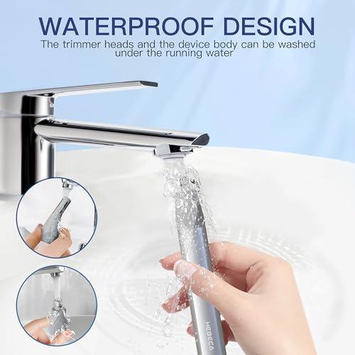 HEBECA HEBECA Nose Hair Trimmer for Women 2in1 Facial Hair Removal Trimmer - Metal Body, Rechargeable, Waterproof, Portable - Nose, Ear, Eyebrow, Peach-Fuzz, Lips, Chin FT2001 (Silver)