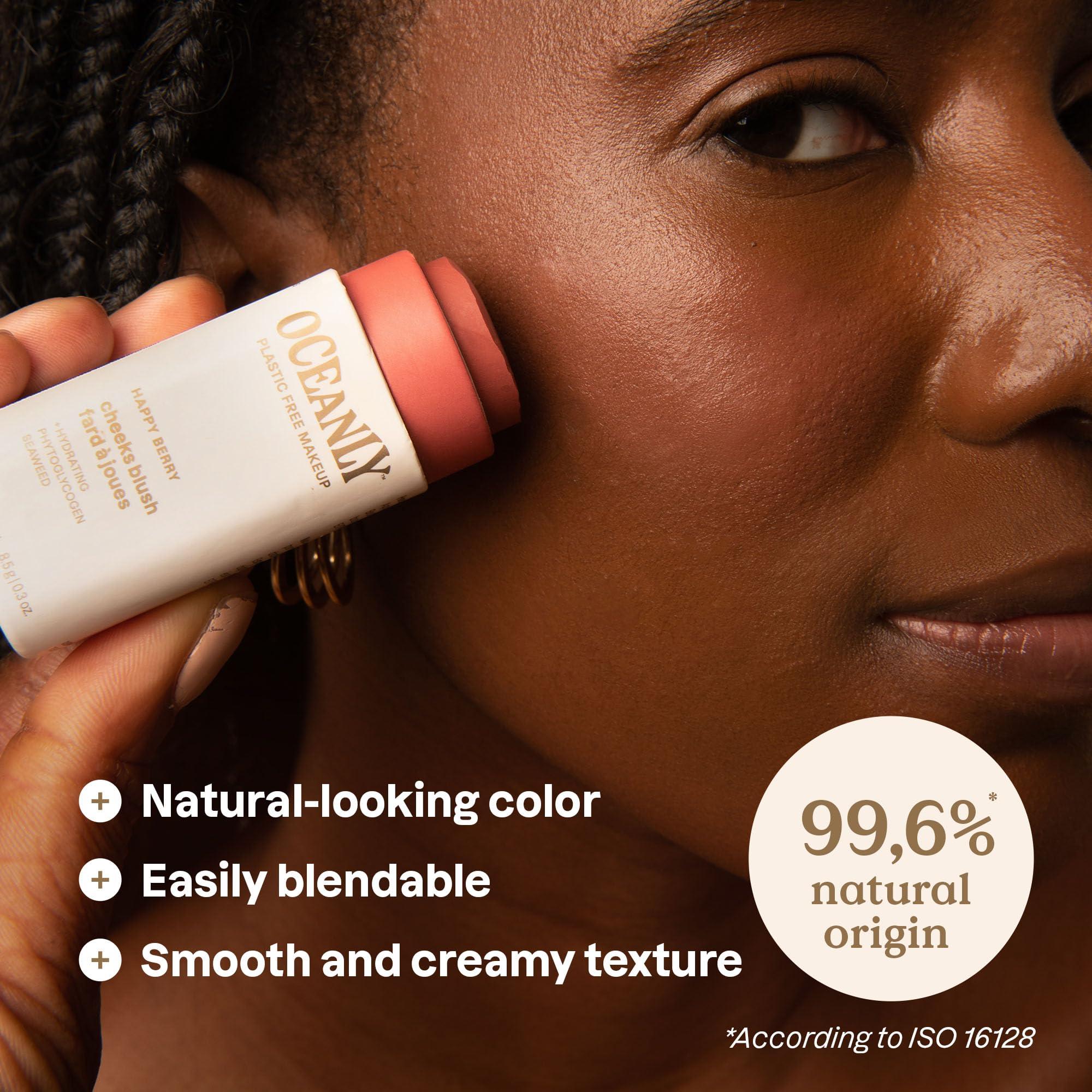 ATTITUDE ATTITUDE Oceanly Plastic-Free Lightweight Blush Stick, Titanium Dioxide-Free, EWG Verified, Vegan & Cruelty-free Makeup, Happy Berry, 0.3 Ounces