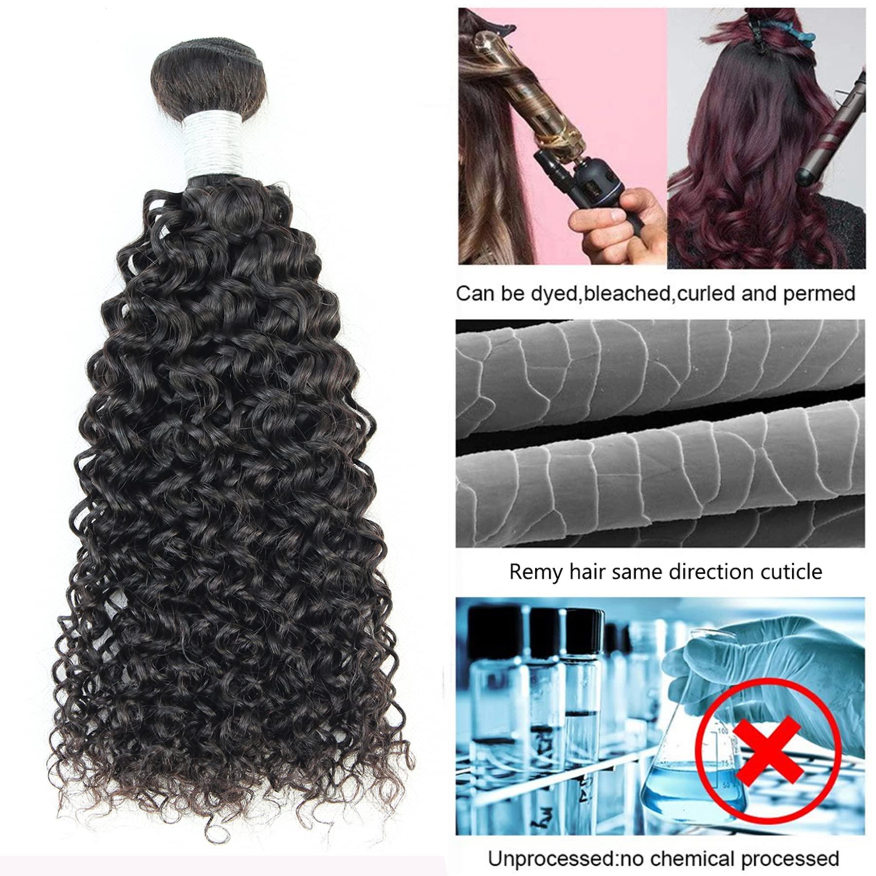 PIDIAUE PIDIAUE 18 18 18 inch Curly Hair Bundles Human Hair Kinky Curly Weave Bundles Jerry Curl Real Unprocessed Remy Hair 3 Bundles Extensions Natural Color