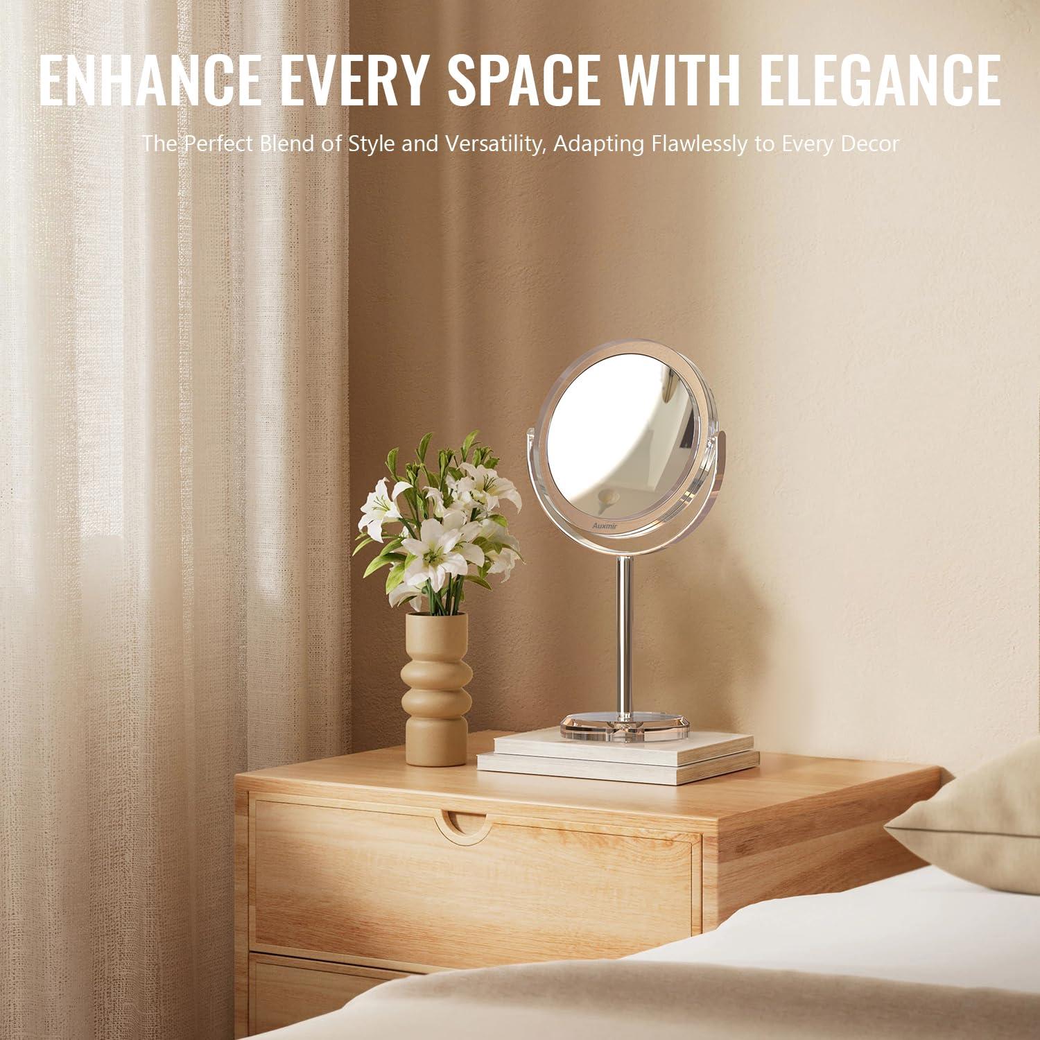 Auxmir Auxmir 1X/ 30X Magnifying Mirror, Makeup Mirror with Tweezer, Double Sided Round Vanity Tabletop Mirror, 360 Rotation Portable for Dressing Table Desk Bathroom Bedroom Travel, Clear