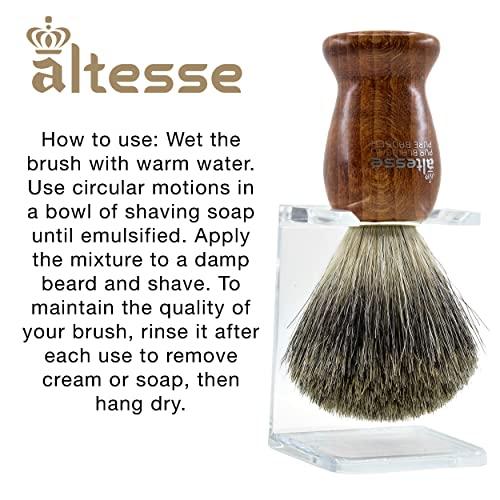 Altesse Altesse 78310 Russian Grey Badger Shaving Brush for Shave Cream, Shaving Soap, Shaving Cream Foam and Lather for Wet Shave With Shaving Razor, Safety Razor, and Straight Razor. Made in France