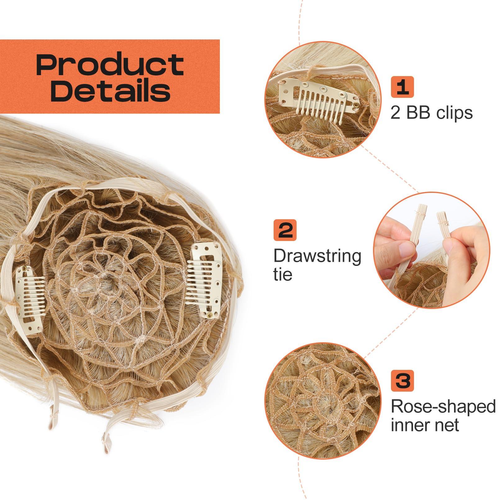 SEIKEA SEIKEA Cheer Ponytail Hair Piece, 16\" Straight Cheerleader Hairpiece Ponytail Extension for Cheerleader Competition, Dance, Medium Blonde