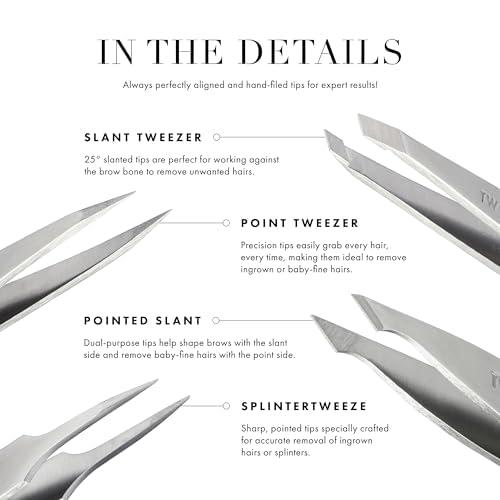 Tweezerman Tweezerman NYC Mini Slant Tweezer - Tweezers for Eyebrows, Travel Tweezers for Eyebrows, Facial Hair, Ingrown Hair
