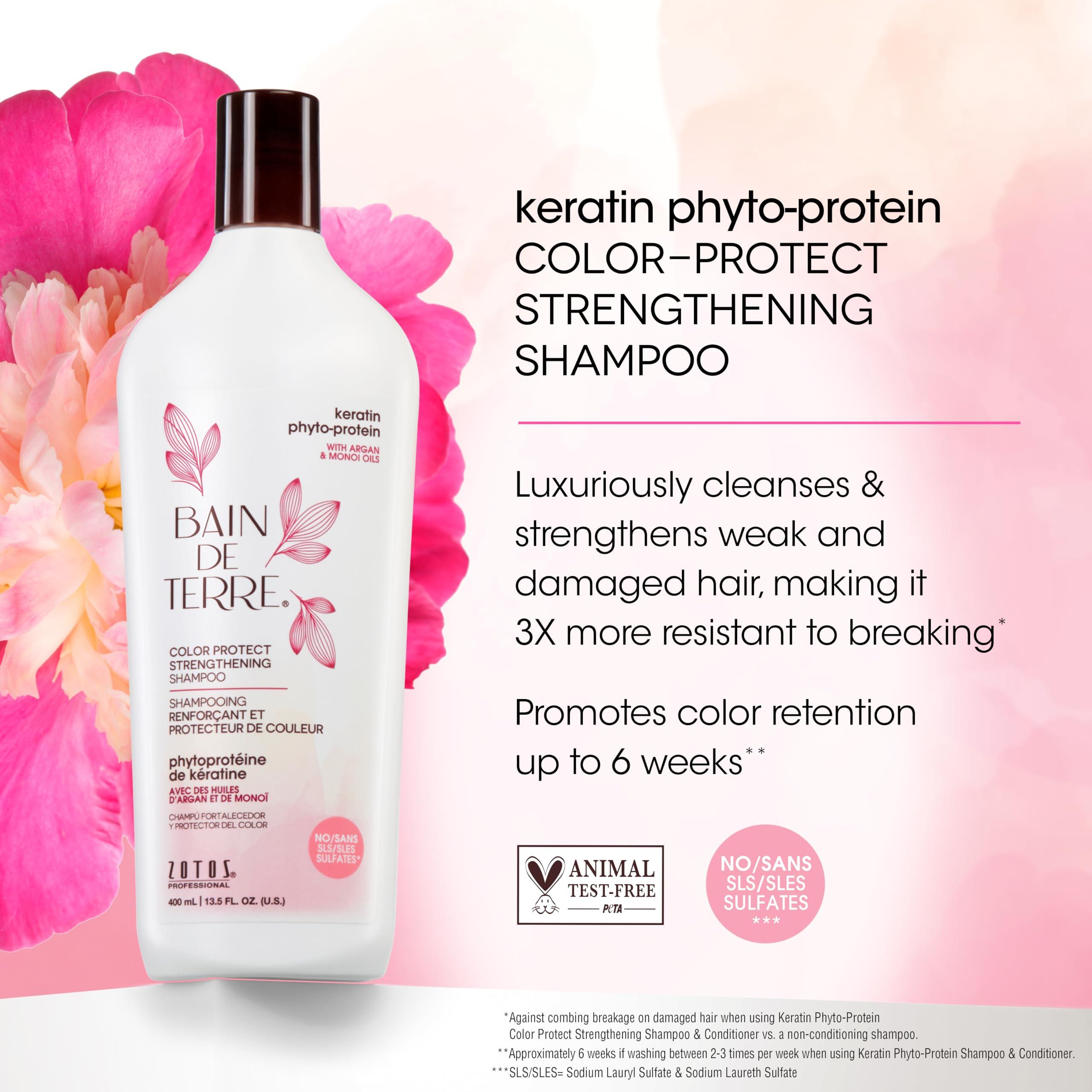 Bain de Terre Bain de Terre Strengthening Shampoo and Conditioner Set | Keratin Phyto-Protein | Strengthens Weak & Fragile Hair | Paraben Free | Color-Safe | 13.5 Fl Oz