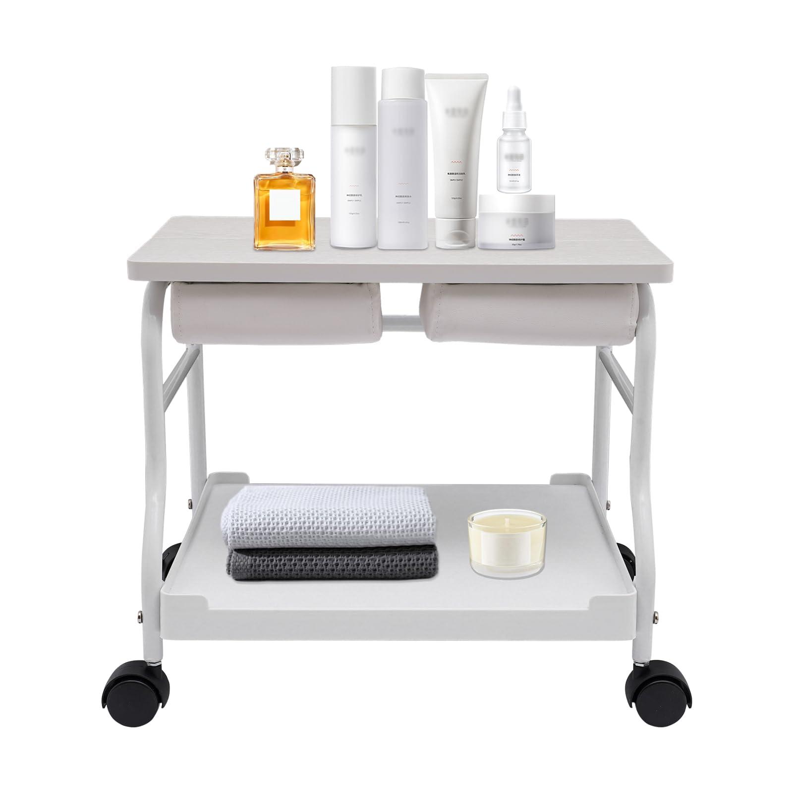 DUTTIETY DUTTIETY Foot SPA Protable Trolley Beauty Salon Nail Esthetician Trolley Cart for Foot Rest Pedicure Massage Stand Salon Supplies (White)