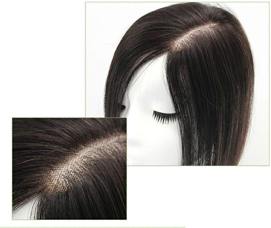 YAIRYANGTZE YAIRYANGTZE Human Hair Topper Hair Piece Hand Made Wiglets Hairpieces for Thinning Hair with Clips Mono Base (Black,14\" mono)