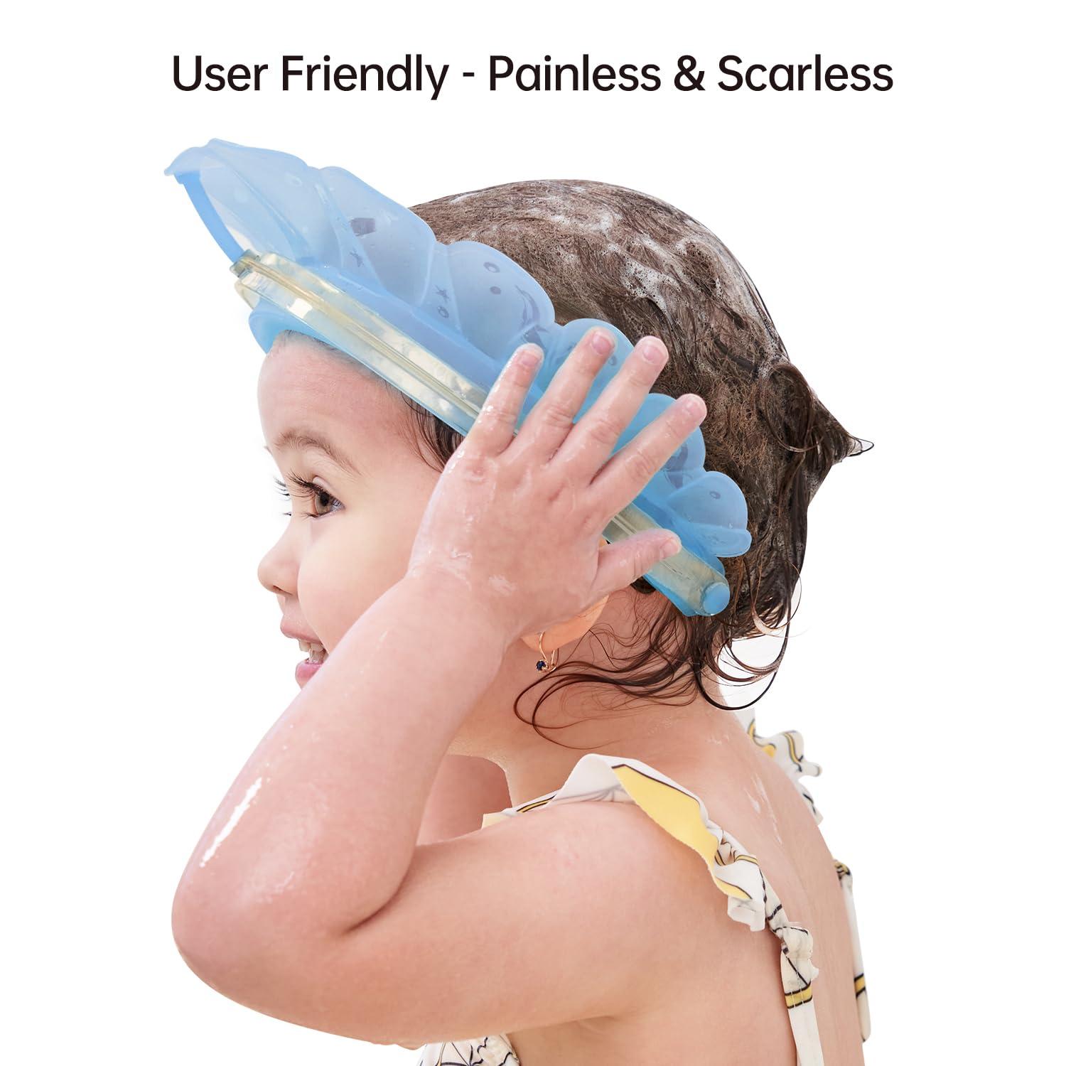 Kair Kair Bath Visor for Babies,Silicone Air Cushioned Shower Cap for kids, Shower Water Guard for Baby bath and Toddler Bath (Blue)