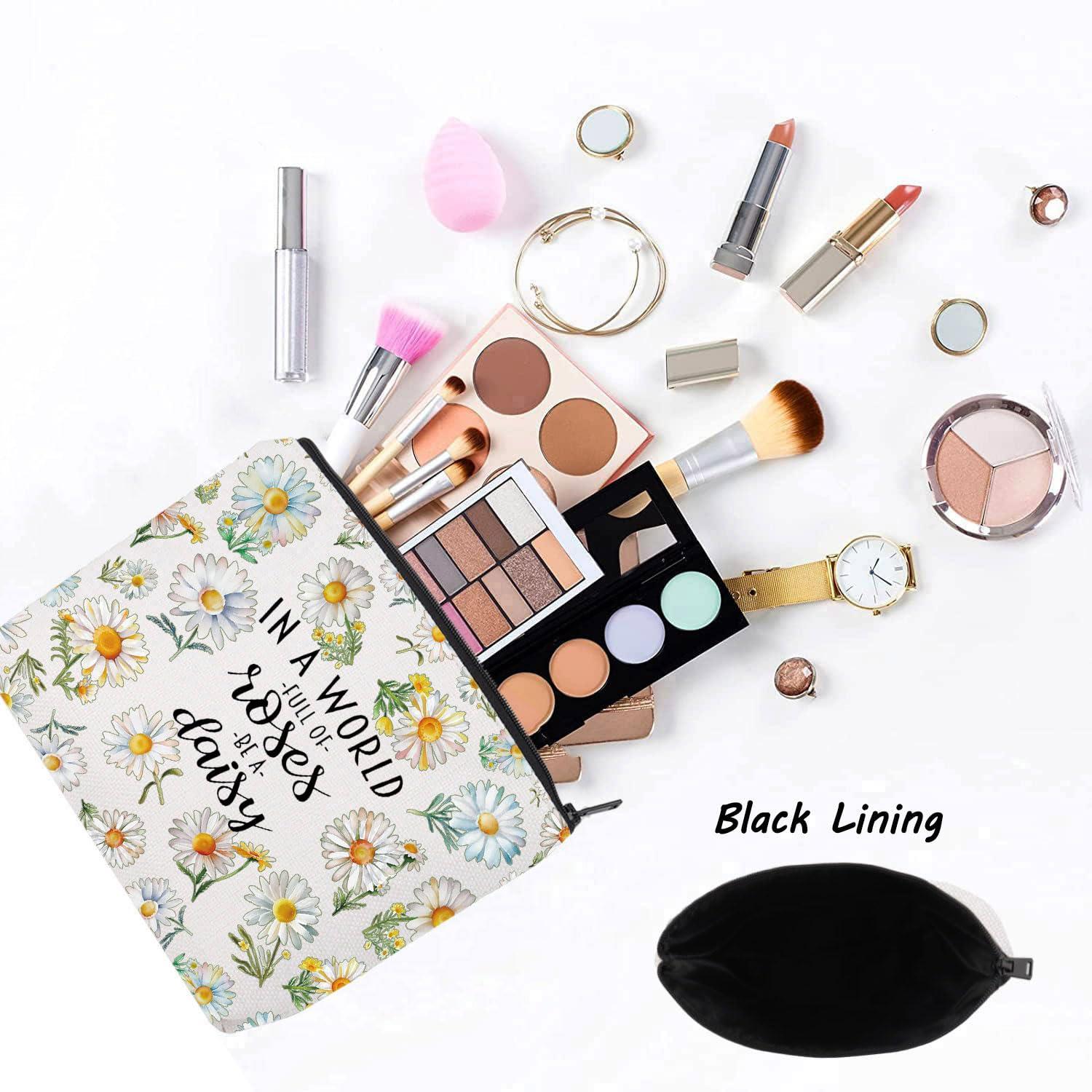 LEVLO LEVLO Daisy Flower Cosmetic Bag Daisy Lover Gift In A World Full Of Roses Be A Daisy Makeup Zipper Pouch Bag (Daisy)