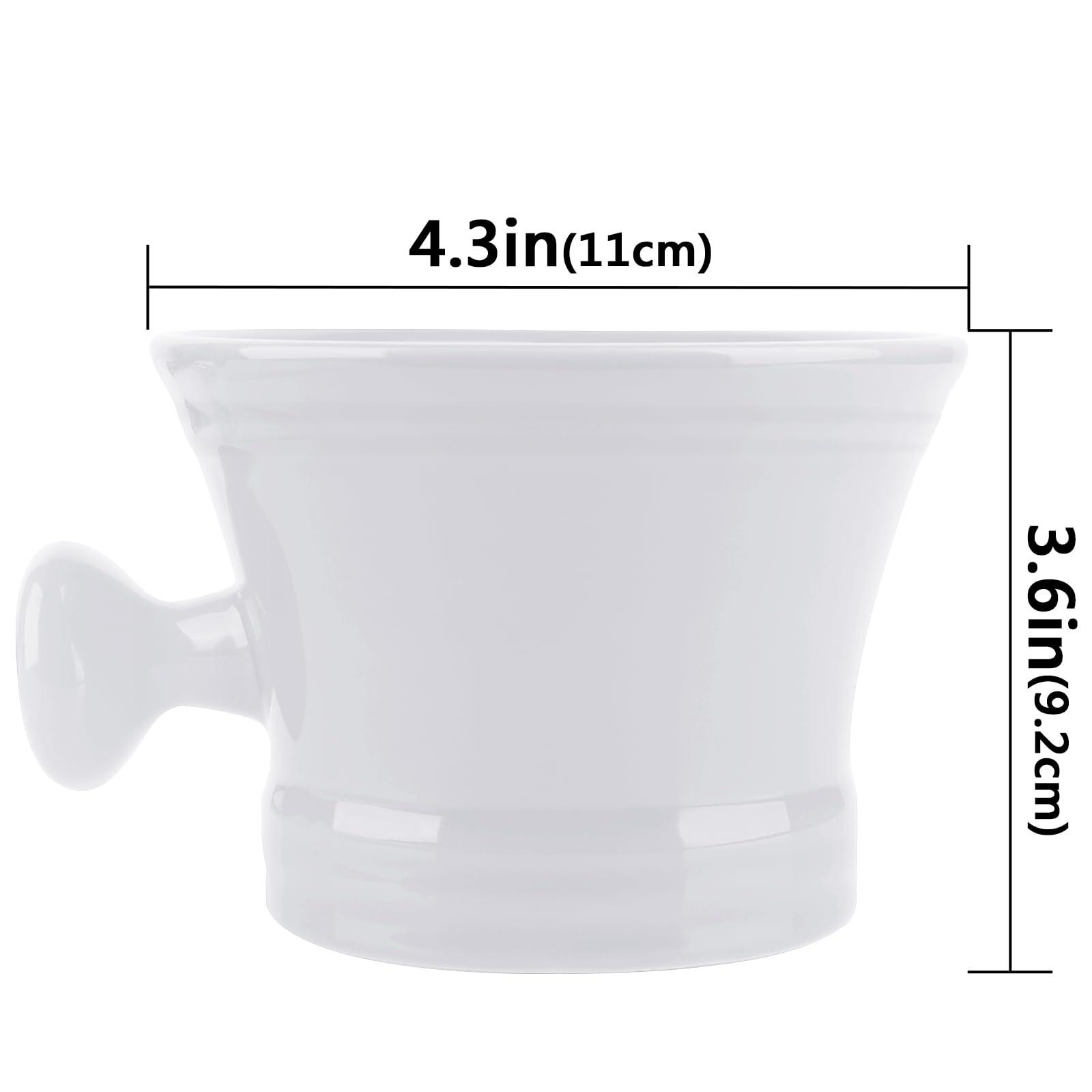 Linkidea Linkidea Ceramic Shaving Mug with Knob Handle, Deep Size Wet Shaving Cup, Razor Shave Soap and Cream Bowl for Men, White