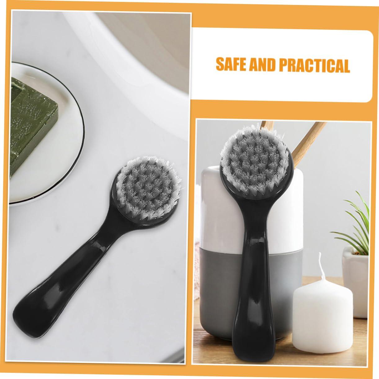 FOMIYES FOMIYES Facial Cleansing Brush Set 6pcs Manual Face Brush Face Wash Scrubber Exfoliating Tool for Travel Black Handle Round Head