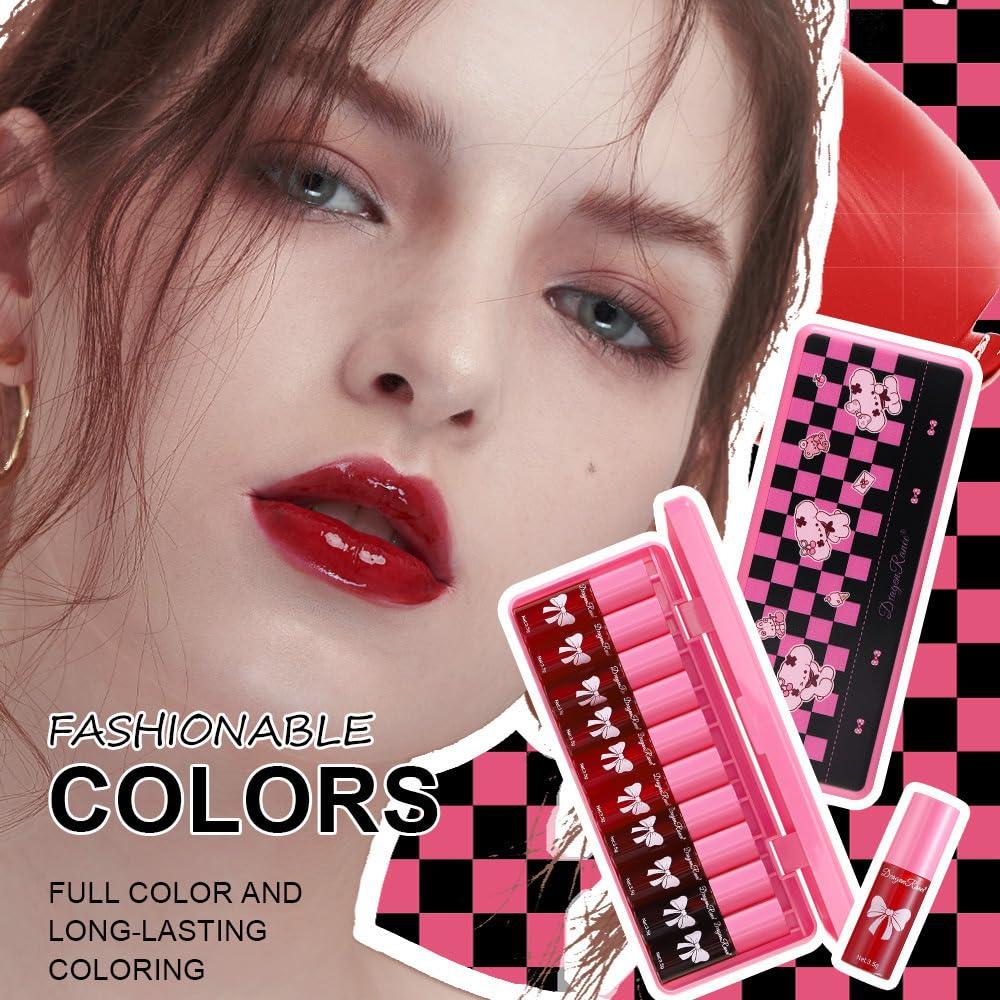 MYUANGO 10 Colors Lip Tint, Color Tinted Lip Stain, Moisturizing Lip Balm Liquid Lipstick Makeup Hydrating Long Lasting Lip Gloss Multi-Use Lip Cheek Face Tint
