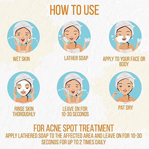 Natrulo Turmeric Soap Bar for Face & Body - All Natural Turmeric Skin Soap - Turmeric Face Soap Reduces Acne, Fades Scars & Cleanses Skin - 4 Oz Turmeric Bar Soap for All Skin Types Made in USA