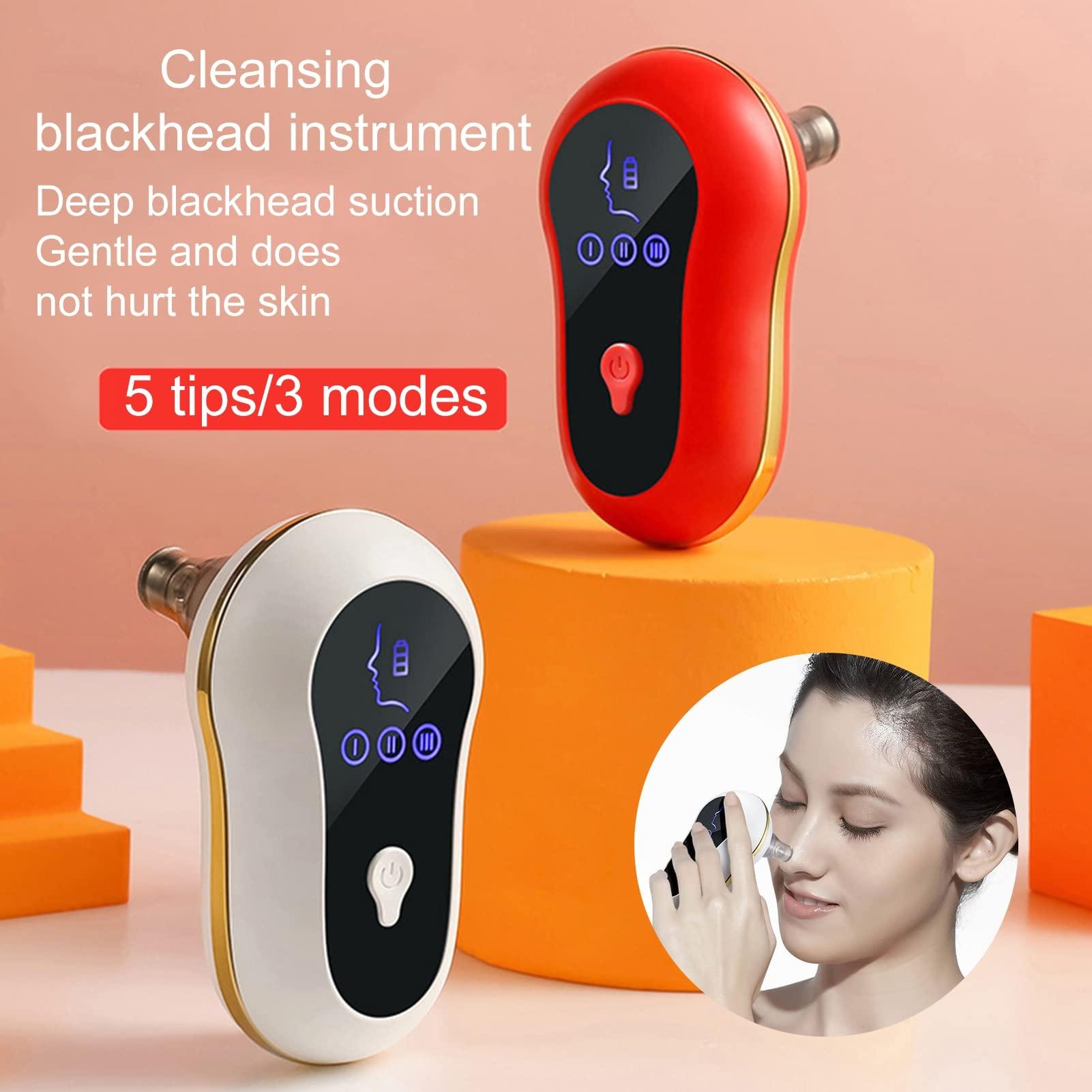NEREIDS NET Blackhead Remover, Pore Cleaner, Pimple Cleaner,500mAh 3 Modes 5 Sucker Blackhead Remover USB Rechargeable Vacuum Face Pore Cleaner Tool Ivory