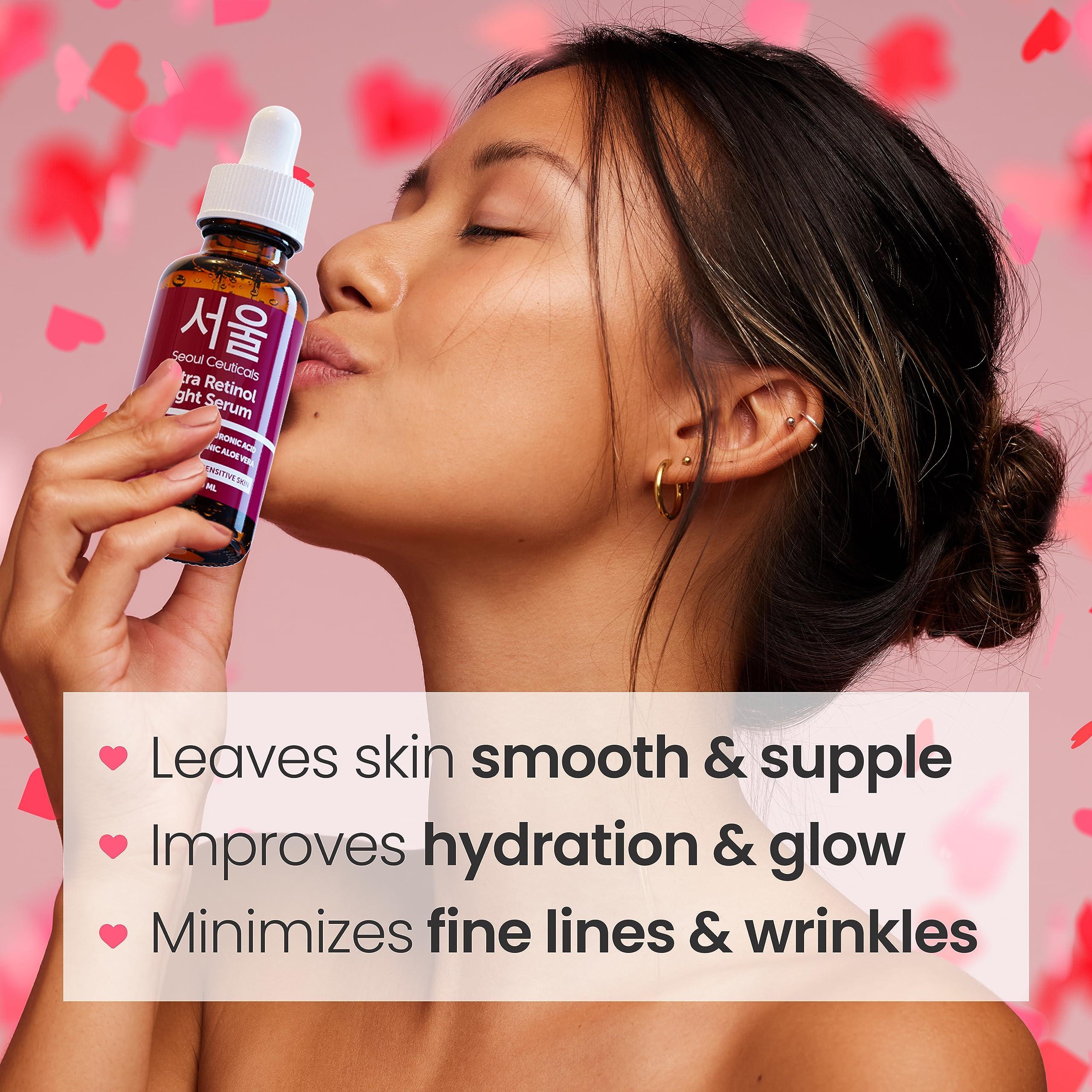 SeoulCeuticals SeoulCeuticals Korean Retinol Night Serum + Retinol Night Cream for Face + 97.5% Snail Mucin for Sensitive Skin